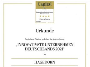 Urkunde für innovative Unternehmen 2021